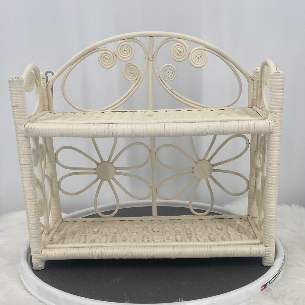 Cream Wicker Shelf with Floral Design